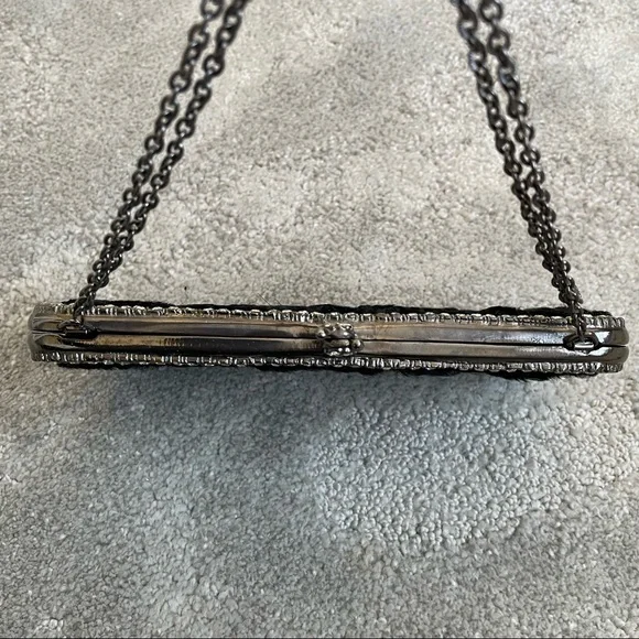 Clara Kasavina Black Fur Swarovski Crystal Embellished Evening Bag Clutch - Picture 7 of 11